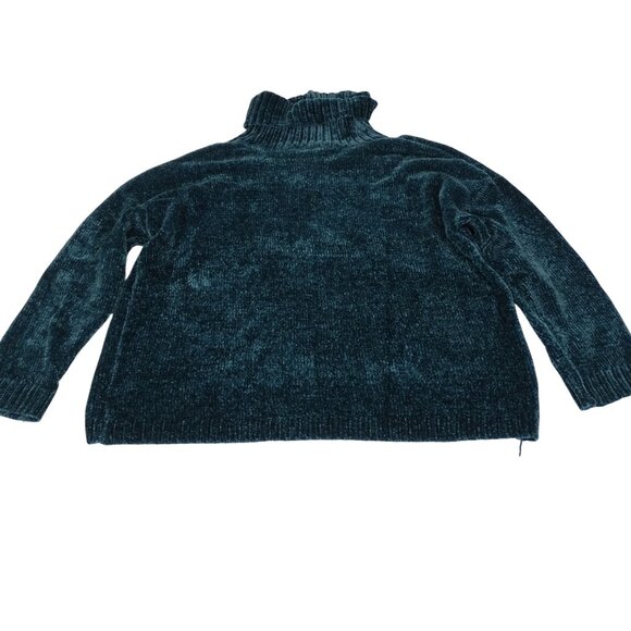 Time And Tru Chenille Turtleneck Sweater Gem Slate Green Women L 12 14 Long Slv - Picture 3 of 9